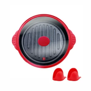 Multi-Functional Microwaveable Baking Pan with Lid for Roasting Meats Sandwiches Vegetables