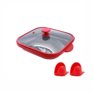 Microwave Grill Pan with Glass Lid for Grilling Roasts and Sandwiches Baking Dishes Pans